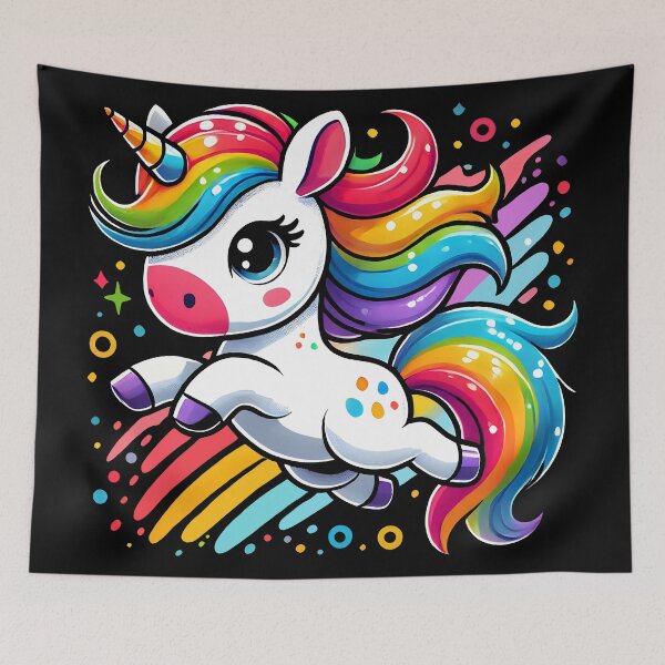 Item preview, Rainbow Unicorn Whimsical Fantasy Art – Vibrant Design for Unicorn Lovers designed and sold by DrawHandArt.
