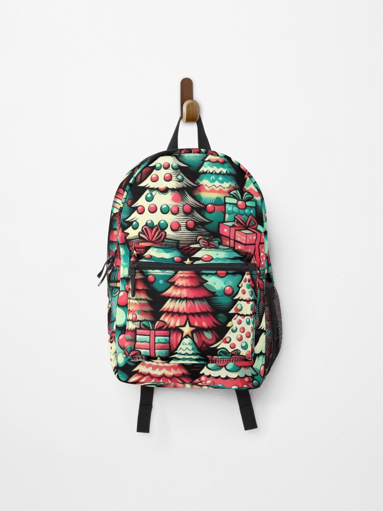 Thumbnail 1 of 3, Backpack, Retro Christmas Tree Pattern designed and sold by ArtFactoryAI.