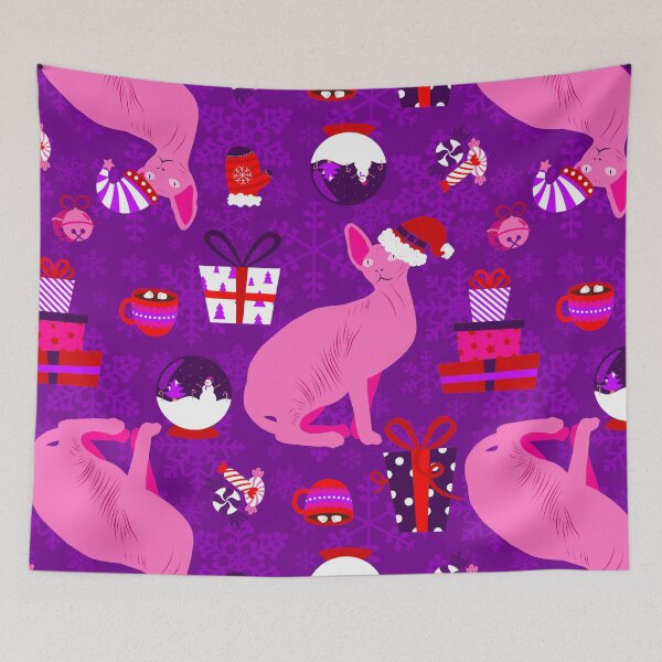 Item preview, christmas sphynx cat santa sphinx pink designed and sold by Gossip Rag.