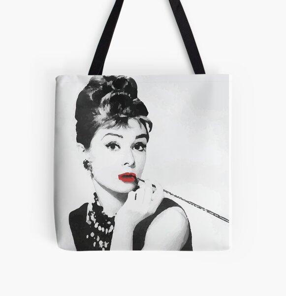 Decorative Tote Bags  Ty Jeter - Audrey Hepburn - DiaNoche Designs