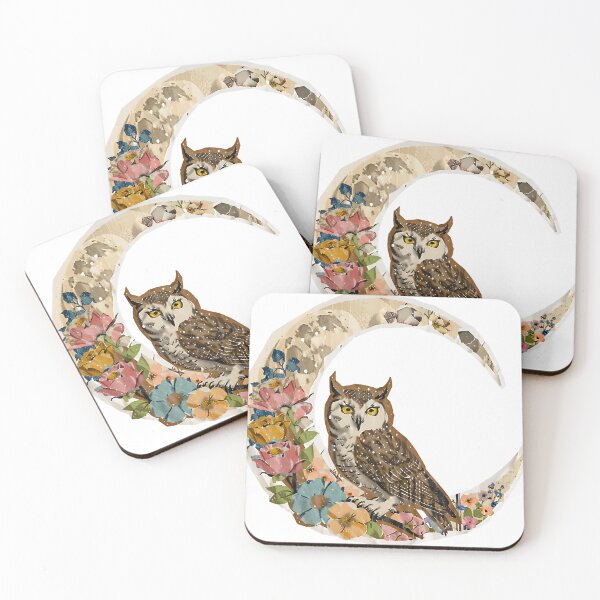 Item preview, Owl in the moonlight silk print designed and sold by VioletSky-Arts.
