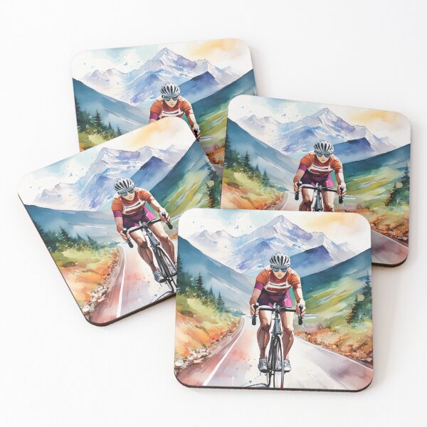 Item preview, A cyclist rides on a scenic mountain road, surrounded by vibrant colors and majestic peaks, showcasing the beauty of nature and the thrill of adventure designed and sold by homydesign.