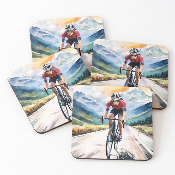 Item preview, A cyclist rides on a scenic mountain road, surrounded by vibrant colors and majestic peaks, showcasing the beauty of nature and the thrill of adventure designed and sold by homydesign.