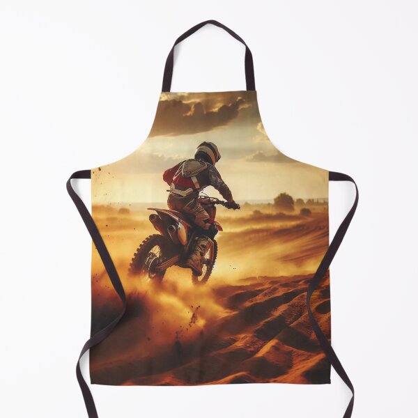 Item preview, A motorcyclist conquers sandy terrain at sunset, dust swirling in golden light designed and sold by homydesign.