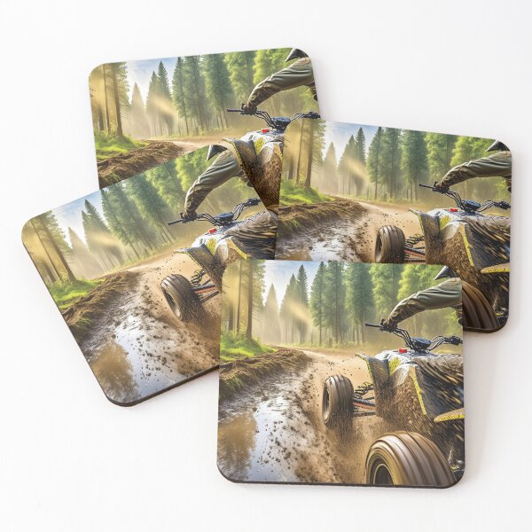 Item preview, A person on an ATV is riding through a muddy trail in a forest, splashing mud designed and sold by homydesign.