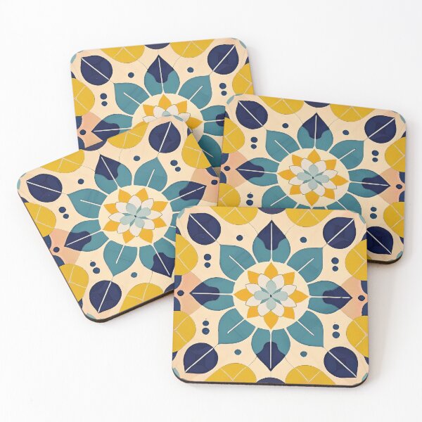 Item preview, A colorful floral pattern with stylized petals and leaves, reminiscent of vintage tiles designed and sold by homydesign.