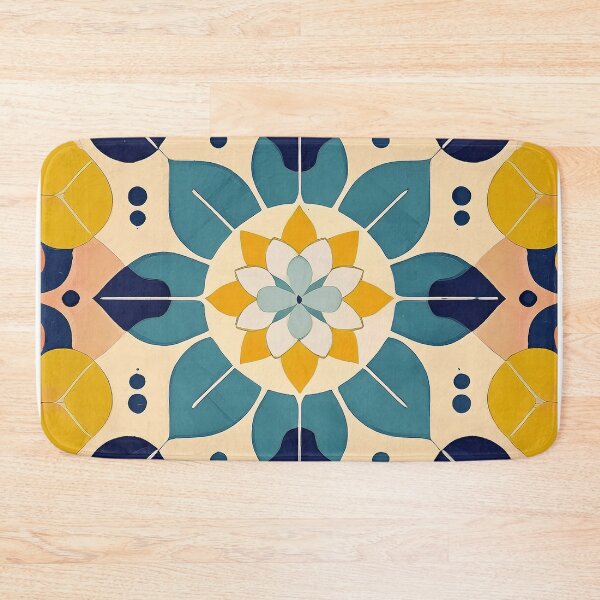 Item preview, A colorful floral pattern with stylized petals and leaves, reminiscent of vintage tiles designed and sold by homydesign.