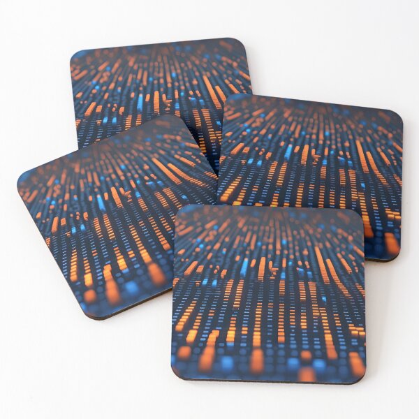 Item preview, Blue and orange digital LED cells on digital display or screen background. Generative Ai designed and sold by homydesign.