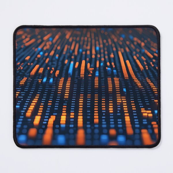 Item preview, Blue and orange digital LED cells on digital display or screen background. Generative Ai designed and sold by homydesign.