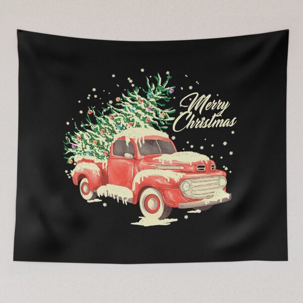 Item preview, Vintage Red Truck with Christmas Tree designed and sold by Inanimatus.