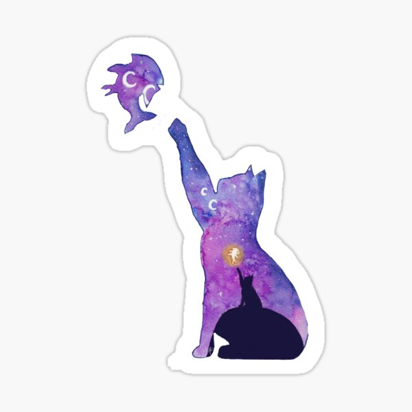 Artikel-Vorschau von "Der Traum einer Katze" Galaxy Katze Aquarell Silhouette, designt und verkauft von SkyesDaydreams.