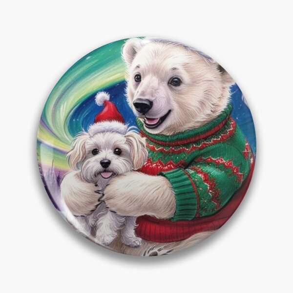 Artikelvorschau, Ein Eisbär und sein kleiner Hundefreund an Weihnachten unter dem Nordlicht entworfen und verkauft von AlinaSCorner.