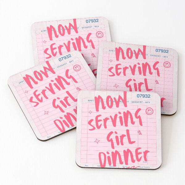Item preview, Now serving girl dinner pink guest check  designed and sold by amorales98.