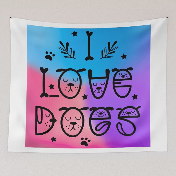 Item preview, I LOVE DOGS Design with Vibrant Colors and Playful Dog Faces designed and sold by Fredster1966.