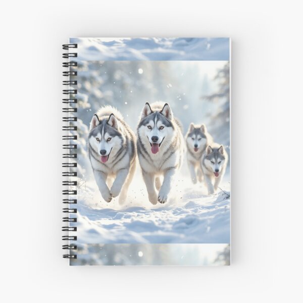 Item preview, An elegant 3D pattern background of majestic Siberian Huskies running through a snowy landscape, ideal for winter-themed designs and outdoor gear. designed and sold by AlwaysHome.