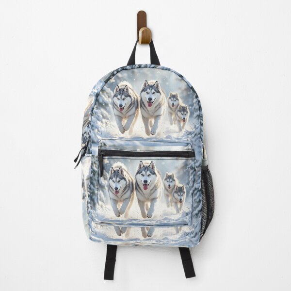 Item preview, An elegant 3D pattern background of majestic Siberian Huskies running through a snowy landscape, ideal for winter-themed designs and outdoor gear. designed and sold by AlwaysHome.