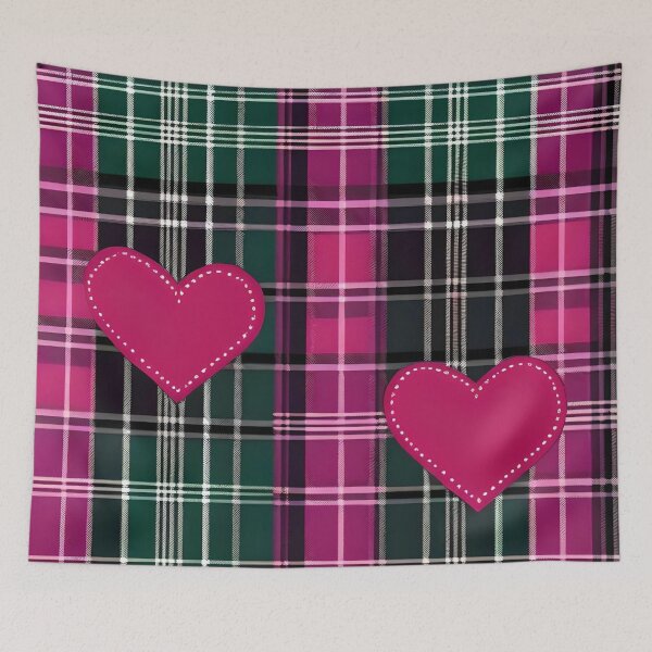 Item preview, Stripes, Checks and Hearts in Fuchsia with Green designed and sold by Ciervo Primavera.