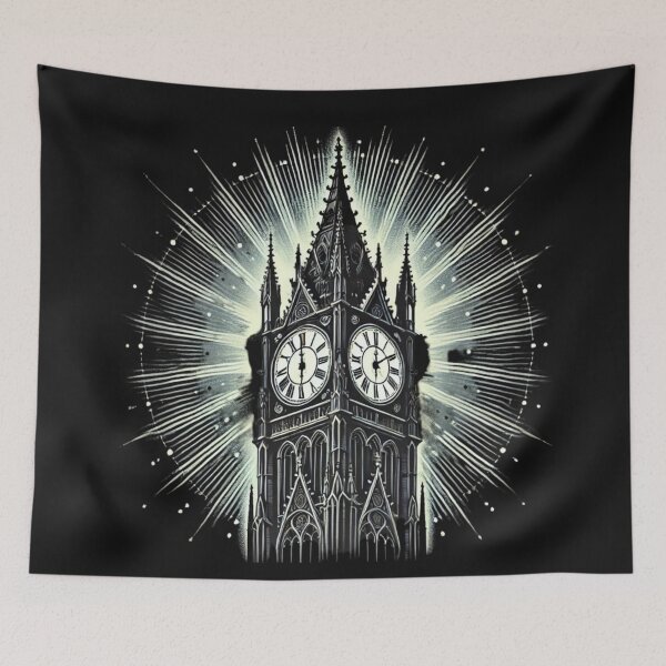 Item preview, Radiant Gothic Clock Tower T-Shirt Design designed and sold by uberjoe.