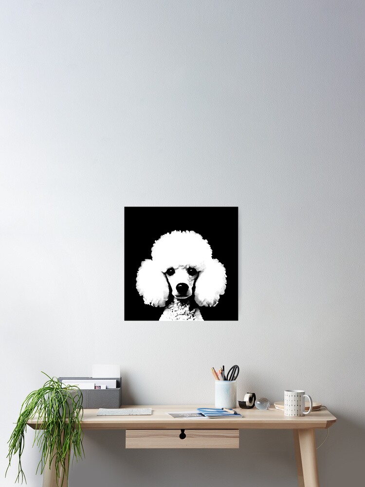 Thumbnail 2 of 3, Poster, Retro Chic Pop Art Poodle Black & White Aesthetic Wall Art designed and sold by K9ish.