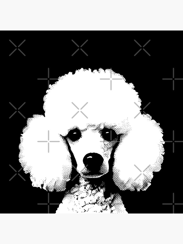 Thumbnail 3 of 3, Poster, Retro Chic Pop Art Poodle Black & White Aesthetic Wall Art designed and sold by K9ish.