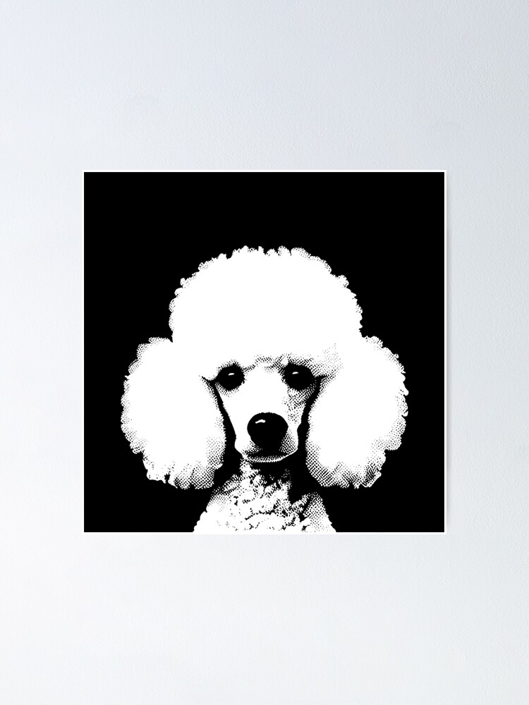 Thumbnail 1 of 3, Poster, Retro Chic Pop Art Poodle Black & White Aesthetic Wall Art designed and sold by K9ish.
