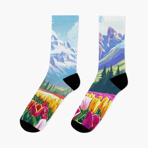 Item preview, Mountains and tulips designed and sold by GrafityJoe.