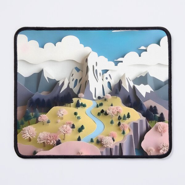 Item preview, Assemblage: Pastel Valley, Abstract Nature Paper Folds, Bohemian Scenic Adventure Valley, Eclectic Pastel Trees Landscape designed and sold by 83oranges.com.
