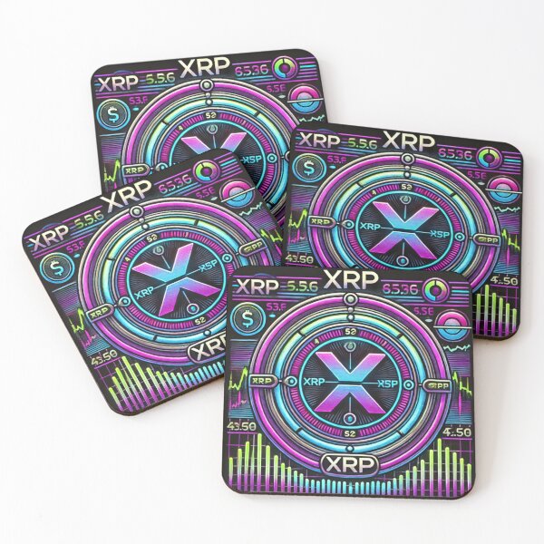 Item preview, "Glowing XRP Ticker Design with Neon Circular Border" designed and sold by uberjoe.