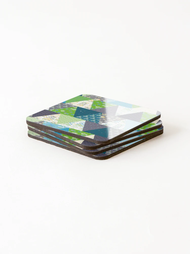 Thumbnail 4 of 5, Coasters (Set of 4), Triangle patchwork quilt designed and sold by FrancesPoff.