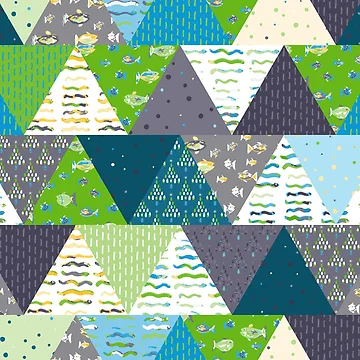 Artwork thumbnail, Triangle patchwork quilt  by FrancesPoff