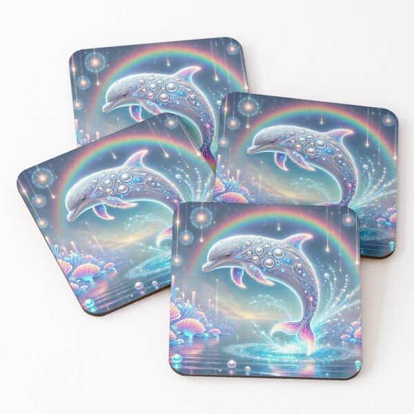 Item preview, Mystical Dolphin in a Radiant Pearl Lagoon designed and sold by RealmBeastsAI.