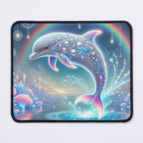 Item preview, Mystical Dolphin in a Radiant Pearl Lagoon designed and sold by RealmBeastsAI.