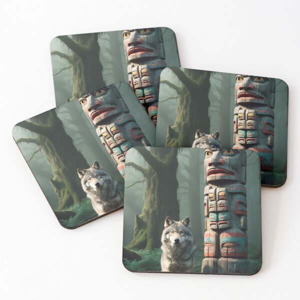 Item preview, Gray Wolf and Totem Pole designed and sold by Skye Ryan-Evans.
