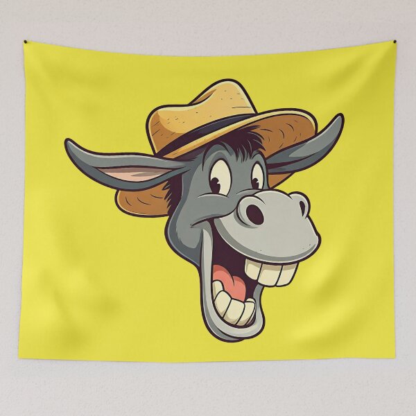 Item preview, Funny Cartoon Donkey in Farmer Hat  designed and sold by UrbanPopDesigns.
