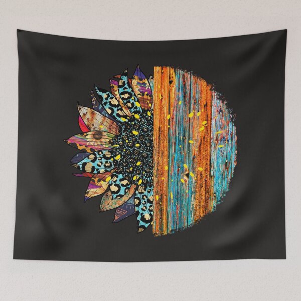 Item preview, "Half Sunflower and Half Wooden Texture Art" designed and sold by Graphollio-shop.