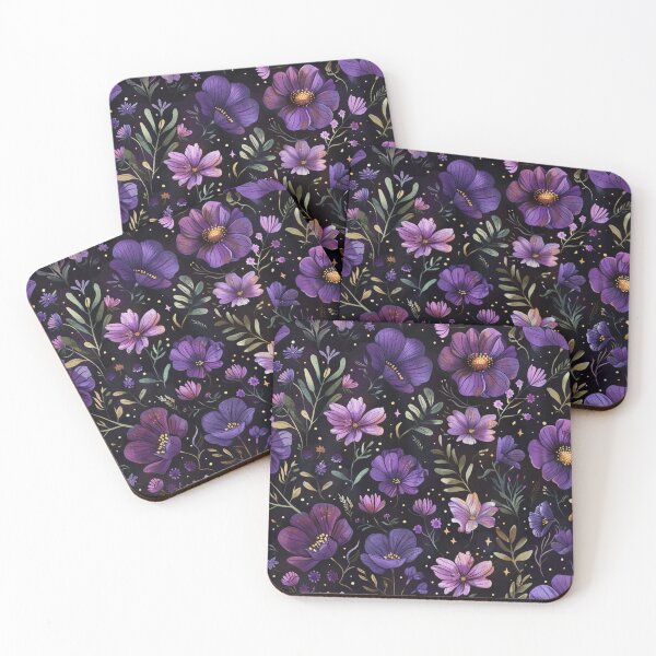 Item preview, Black purple floral pattern - whimsigoth dark cottagecore  designed and sold by cocomelon168.