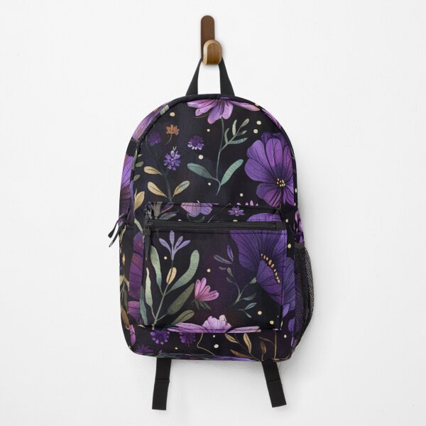 Item preview, Black purple floral pattern - whimsigoth dark cottagecore designed and sold by cocomelon168.