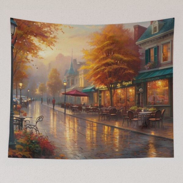 Item preview, Autumn Glow on a Cozy Street Café designed and sold by BlareBlare.