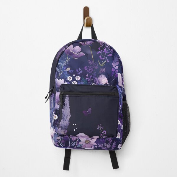 Item preview, Black purple floral pattern - whimsigoth dark cottagecore designed and sold by cocomelon168.