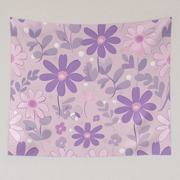 Item preview, Pastel purple pink floral pattern - whimsigoth dark cottagecore  designed and sold by cocomelon168.