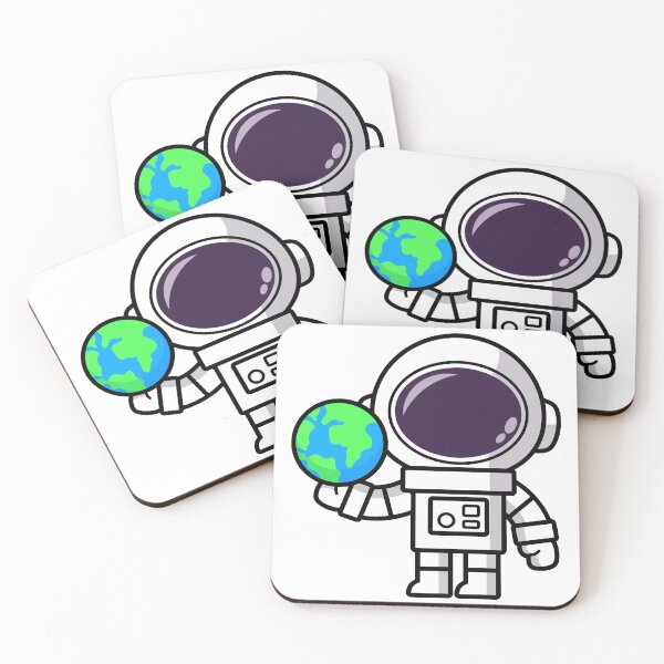 Item preview, Cute astronauts cartoon wearing spacesuit Holding the world designed and sold by NoeySmiley55.