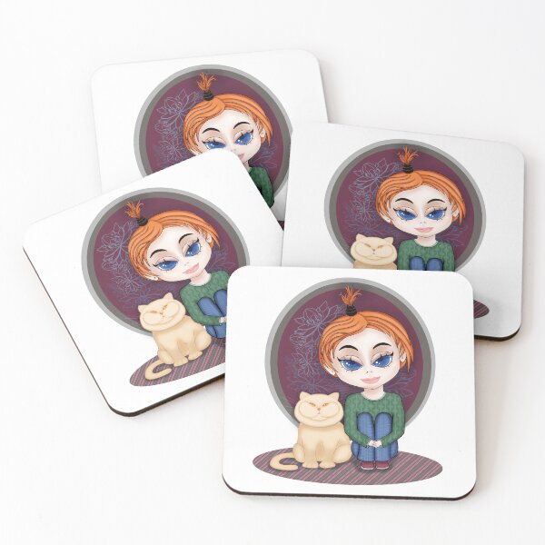 Item preview, Girl with Cat. Chibi Style. About True Friends designed and sold by KateQR.