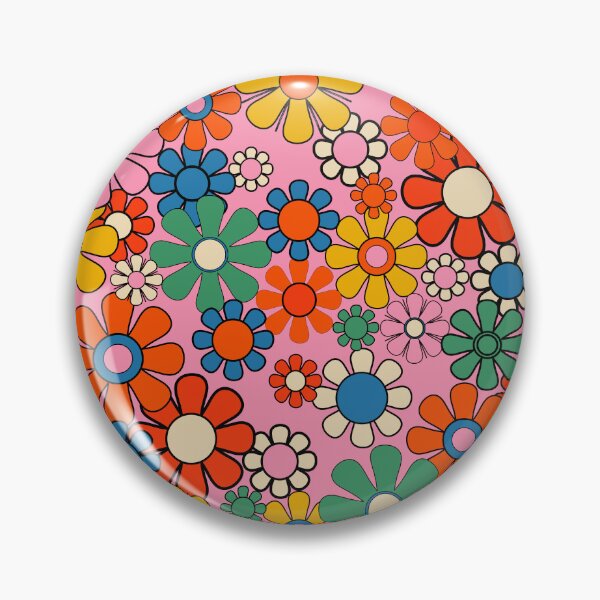 Item preview, Groovy Floral Retro Garden Bold and Colorful 60s 70s Flower Pattern with Pink designed and sold by kierkegaard.
