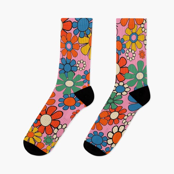 Item preview, Groovy Floral Retro Garden Bold and Colorful 60s 70s Flower Pattern with Pink designed and sold by kierkegaard.