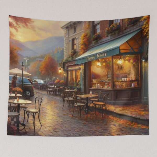 Item preview, Autumn Path to a Cozy Café designed and sold by BlareBlare.