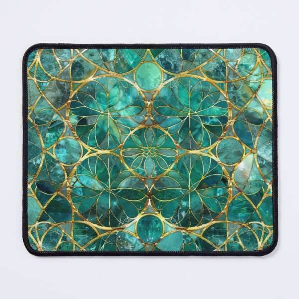 Item preview, Stained Glass Jade Gold Mandala Pattern designed and sold by GrinGalore.