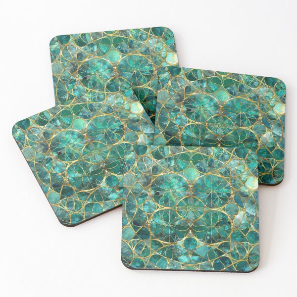 Item preview, Stained Glass Jade Gold Mandala Pattern designed and sold by GrinGalore.