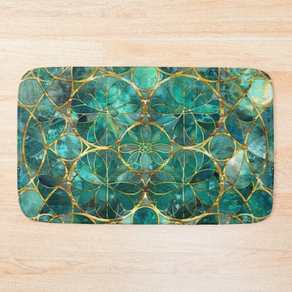 Item preview, Stained Glass Jade Gold Mandala Pattern designed and sold by GrinGalore.