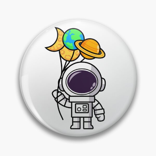 Item preview, Cute astronauts cartoon wearing spacesuit Holding the world and planets balloon designed and sold by NoeySmiley55.