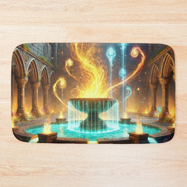 Item preview, Enchanted Elemental Fountain with Glowing Fire and Water designed and sold by TeslaSt0re.